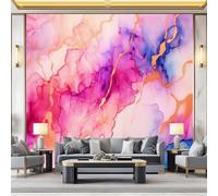 Papel pintado Tinta púrpura dorada abstracta pintado no tejido 200 x 140 cm con diferentes Paredes en Baño, Sala de Estar, Dormitorio,Cocina Color púrpura rosa frío