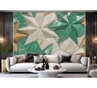 Papel Pintado Tridimensional Verde Esmeralda Blanquecino Patrón De Mármol Geométrico Pintura TV Sofá Fondo Pared Dormitorio Sala De Estar Sala De Estudio Mural,3D,150x105cm
