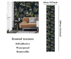Papel Pintado Tropical Boho Chic - Autoadhesivo con Diseños de , Cebra y Flamenco en Negro/Verde/Marrón para Decoración de Baños y Muebles, 118.1" x 15.7