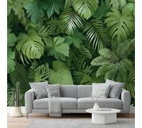 Papel Pintado Tropical Monstera Helechoverde Verde Oscuro 3D Panorámico No Tejido - Fotomurales Decorativos Para Salón, Dormitorio Y Oficina - Diseño Moderno Pared Del Hogar