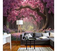 Papel Pintado Túnel De Flores Romántico Salón Dormitorio Fotomurales Pared Paisaje Vegetal Decorativos 3D Murales Fotográfico Papel Tapiz Moderno Rosa Intenso Decoración De Paredes, 400X280Cm