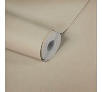 Papel pintado Uni Beige Textil con Brillo Dorado, Beige Vellón 530 mm