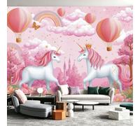 Papel Pintado Unicornio de Ensueño - Castillo Rainbow Globo Aerostático Fotomural 200 x 140 cm - Papel pintado no tejido Papel Pintado Papel Pintado Diseño Papel Pintado Imagen Papel Pintado
