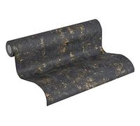 Papel Pintado Vintage Blooming Papel pintado tejido no tejido 10.05 m x 0.53 m Negro Oro Fabricado en Alemania de A.S. Création 230782 2307-82