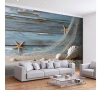 Papel pintado vintage de campo 450 pulgadas de ancho x 315 cm de alto, diseño de estrella de mar náutica del océano pastoral, póster de pared con efecto 3D, decoración para dormitorio, sala de estar