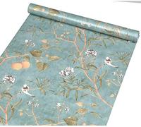 Papel Pintado Vintage de pájaros botánicos despegar y Pegar de Vinilo para Paredes, Cocina, baño, Dormitorio, gabinetes, decoración autoadhesiva, Forro de cajón, 17.7x117 Pulgadas