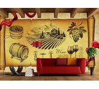 Papel pintado vintage pintado a mano para bodega, bar, hotel, cafetería, restaurante, mural, 3D, 350x245cm