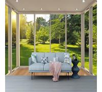 Papel Pintado Vista Desde El Balcón Fotomurales Decorativos Pared Bosque Murales de Pared 3D Papel de Parede Fotográfico para Salón o Dormitorio 150x105 cm 2346b