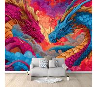 Papel Pintado XXL 3D Multicolor Arte Mitología Confrontación De Dragones 400 x 280 cm, Papel Pintado Técnico TNT para Comedor y Dormitorio, Mural Definición para Renovación del Hogar No Autoadhesivo