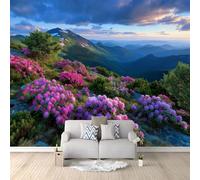 Papel Pintado XXL 3D Paisaje Natural Pradera Alpina Mar De Flores 200 x 140 cm, Papel Pintado Técnico TNT para Comedor y Dormitorio, Mural Definición para Renovación del Hogar No Autoadhesivo