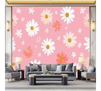 Papel Pintado XXL 3D Rosa Linda Flor De Margarita 200 x 140 cm, Papel Pintado Técnico TNT para Comedor y Dormitorio, Mural Decorativo de Alta Definición para Renovación del Hogar No Autoadhesivo