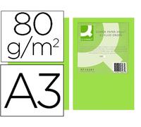 PAPEL COLOR Q-CONNECT DIN A3 80GR VERDE NEON PAQUETE DE 500 HOJAS