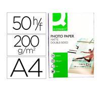 Papel q-connect foto mate doble cara din a4 para fotocopiadoras e impresoras ink jet bolsa de 50 hojas 220