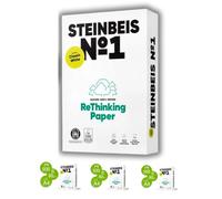 Papel Reciclado 100% Steinbeis Nº1 - DIN A4, 80g/m², Paquete de 500 Hojas Ecológicas para Impresoras - Fotocopiadoras