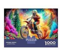 Papel Reciclado 1000 Piezas Arte del Motociclista cósmico - Puzzle De Desarrollo Cognitivo Motocicleta para Mayores Entusiastas De Puzzles 38x26cm/1000pcs