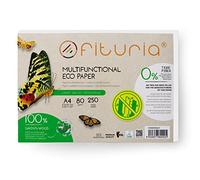 Papel Reciclado A4 de 80gr, 250 Folios 100% Fabricado Reciclado, Paquete de Papel de Hojas DIN A4, Color Natural Apto para Impresora Laser e Inkjet - Ofituria (250 hojas)