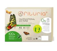 Papel Reciclado A5 de 80gr, 100 Folios 100% Fabricado Reciclado, Paquete de Papel Reciclado de Hojas DIN A5, Color Natural Apto para Impresora Laser e Inkjet - Ofituria (100 hojas)