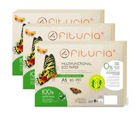 Papel Reciclado A5 de 80gr, 750 Folios 100% Fabricado Reciclado, Paquete de Papel de Hojas DIN A5, Color Natural Apto para Impresora Laser e Inkjet - Ofituria (750 hojas)