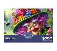 Papel Reciclado Detallado Puzzle 1000 Piezas Bruja Entre Flores, Vieja Bruja Abejas, Juego Educativo Relajación Adultos Niños 38x26cm