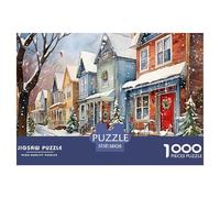 Papel Reciclado Puzzle 1000 Piezas Escena Calle Invernal, Ciudad Invernal Nevada Detallada, Juego Familiar Adultos Niños Difícil 38x26cm