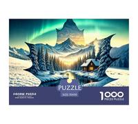 Papel Reciclado Puzzle 1000 Piezas País Maravillas Invernal, Auroras Polares Cabaña, Juego Familiar Regalo Hogar Adultos Niños 70x50cm