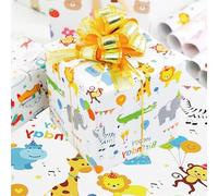 Papel Regalo para Jóvenes - Animales Globos Paquete de 6 Hojas, Ideal para Celebraciones de Cumpleaños y Navidad