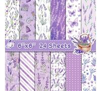 Papel Scrapbooking 24 Hojas Flores Moradas scrapbooking Papeles 15 x 15 cm Decorativo Papels Double-Sided Scrapbook Paper con Motivos Mariposas Manualidades para Diario DIY Álbumes Carta Cuaderno