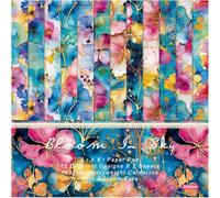 Papel Scrapbooking Flores 24 Hojas,12 Estilos,15.2 x 15.2 cm,Decoupage Scrapbook Stamperia Papeles Arroz Decoupage Decorativo Manualidades (B, 15.2 x 15.2 cm)