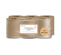 Papel Secamanos Industrial Bioeco - Rollo Mecha Laminado 6 Unidades Ecológico - Rollos de Papel Secamanos de celulosa Grande - Papel Chemine Blanco Zig Zag - Bobina para Limpieza