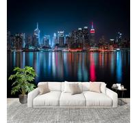 Papel Tapiz 250x175cm Moderna Ciudad Arquitectura ReflexióN Decoración De Pared Sala Cuarto Oficina Salón Negro Fotomural limpiable - Mural de Papel Pintado