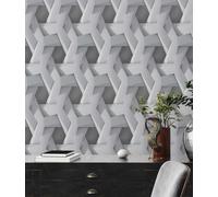 Papel Tapiz 3D Con Patrón Gráfico En Color Gris - GRIS