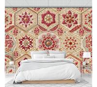 Papel Tapiz 3D, Murales Fotográfico Con Estampado Floral Mandala Geométrico, Papel Tapiz Exótico, Decoración De Pared Para Sala De Estar, Dormitorio, Sofá, Beige, 250 X 175 Cm