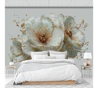 Papel Tapiz 3D, Murales Fotográfico Con Impresión Floral Esculturas 3D, Papel Tapiz Minimalismo Elegante, Decoración De Pared Para Sala De Estar, Dormitorio, Sofá, Blanco, 250 X 175 Cm