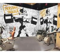 Papel Tapiz 3D Para Decoración De Gimnasio, Mural De Fondo De Levantamiento De Pesas Para Deportes Retro Nostálgico Pared Pintado Papel Tapiz 3D Decoración Dormitorio Sala Sofá Mural-350cm×256cm