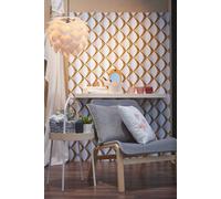 Papel Tapiz 3D Patrón Retro Dorado - Blanco, Gris, Metálico