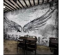 Papel Tapiz 3D Personalizado De Estilo Industrial Con Alas De Ángel,Pintura De Pared De Cemento,Decoración Para Barbería,Restaurante Y Sala De Estar.-150X105Cm