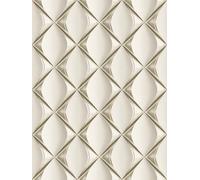 Papel Tapiz 3D Plata-Blanco Con Diseño Retro - Gris, Metálico, Beige