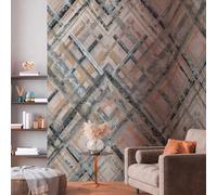 Papel Tapiz Abstracto Con Patrón Geométrico - Gris, Beige, Azul Grisáceo