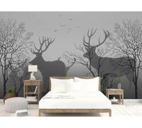 Papel tapiz abstracto en white y negro con diseño de alce en el tronco de un árbol, decoración para sala de estar, pintura mural para cafetería y restaurante, 3D, 400 x 280 cm