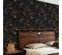Papel tapiz Adhesivo de PVC impermeable resistente al aceite y a las manchas con textura de madera de carbón y marcas de quemaduras en color marrón oscuro para dormitorio sala de estar estudio u ofi