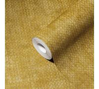 Papel Tapiz Amarillo Con Patrón Estructural Metálico