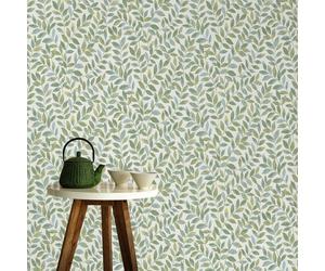 Papel Tapiz Ameroso De Hojas Texturizado De Vinilo Verde Erismann Opus 10462-07