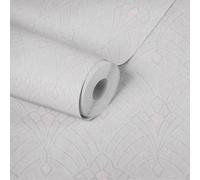 Papel Tapiz Art Deco Con Diseño De Líneas Y Efecto De Yeso - Crema