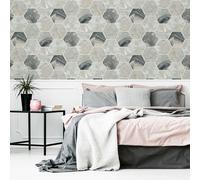 Papel Tapiz Arthouse Hexágono Mármol Vortex Metálico - Gris Oscuro 908502