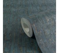 Papel Tapiz Atemporal Con Textura Estructurada, Textura Fina - Azul, Dorado, M