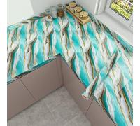 Papel Tapiz Autoadhesivo 60x300CM Lago Azul Oro Patrón Abstracto Papel Autoadhesivo Pared Quitar y Pegar Impermeable Decoración del Hogar para Armarios Chimenea Dormitorios Cocina Vinilo Pared