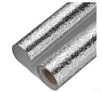 Papel tapiz autoadhesivo a prueba de aceite para cocina, aluminio plateado, resistente al calor y al agua, rollo de salpicaduras a prueba de aceite con líneas de rejilla para un fácil corte (40 x 1 m)