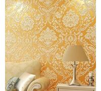 Papel Tapiz Autoadhesivo Diseño clásico de damasco con relieve 53*300cm | Papel pintado DIY para pared de fondo TV,estilo barroco clásico y dorado,cálido,para sala de estar,dormitorio o dormitorio