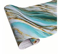 Papel Tapiz Autoadhesivo, Mármol Verde, Dorado y Piedra de Color, de Pared Impermeable, Encimera de Baño, Papel de