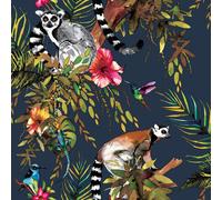 Papel Tapiz Azul Marino Botánico Floral Animales Metálico - Varios Diseños